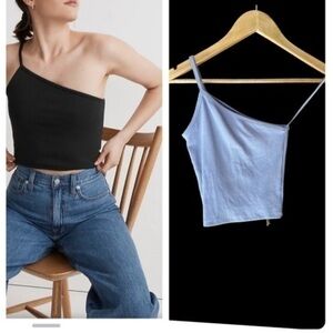 Madewell One Shoulder Crop Tank Top Light Purple XS